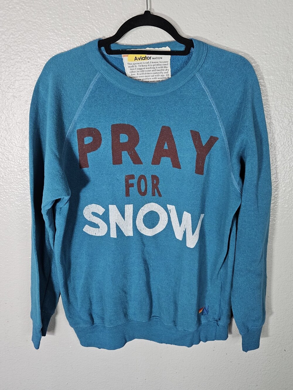 Aviator Nation PRAY FOR SNOW Sweatshirt Size L